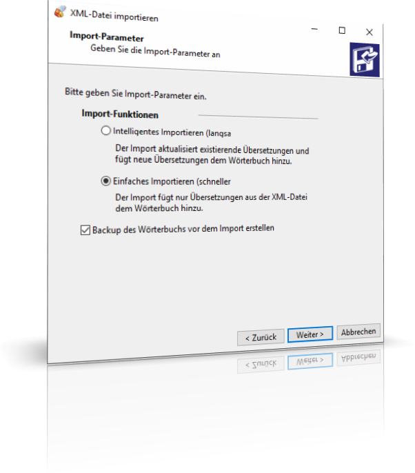 Android SDK XML-Importoptionen